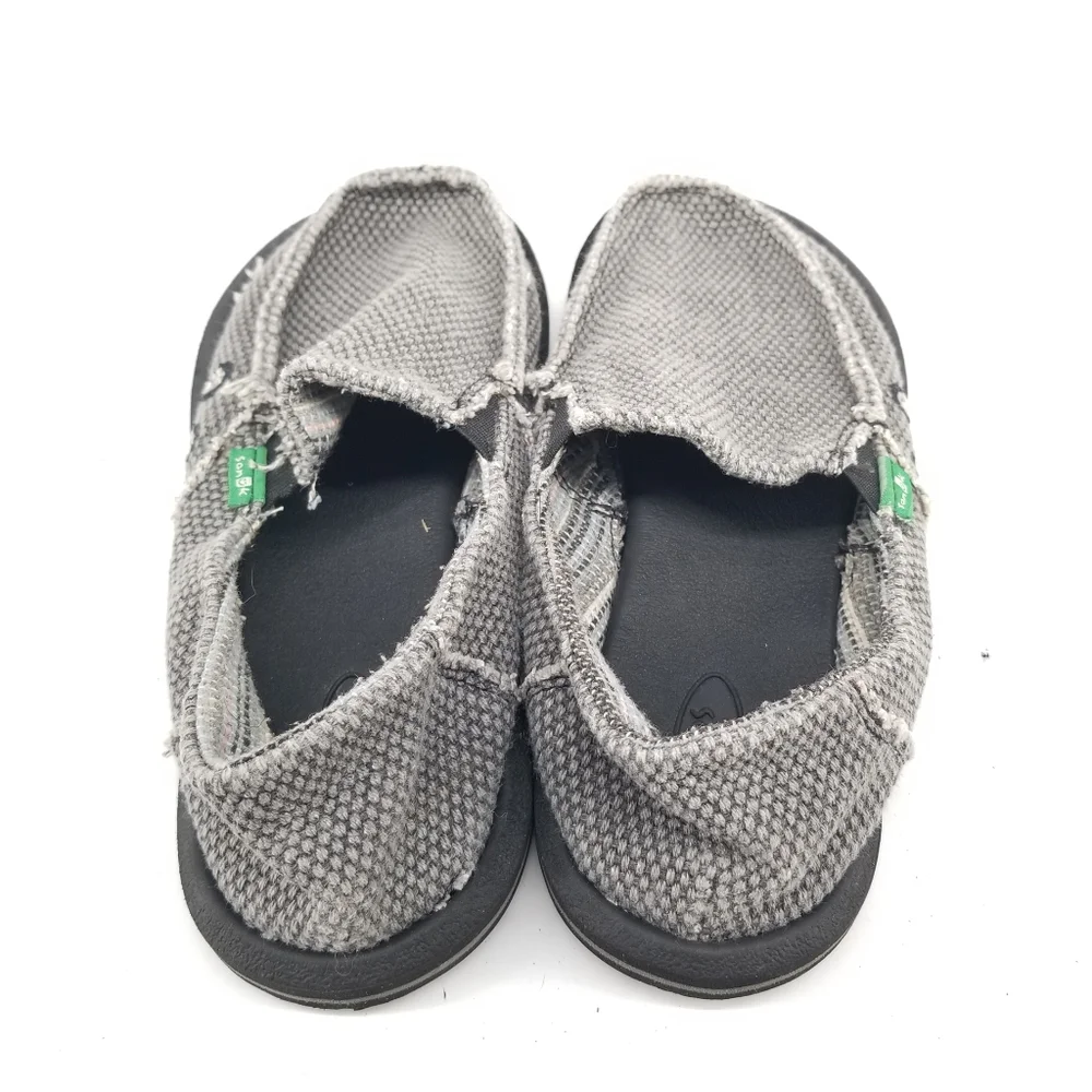 B31 Sanuk Kids Youth Gray Vagabond Slip On Loafer Sidewalk Surfers Shoes Size 2